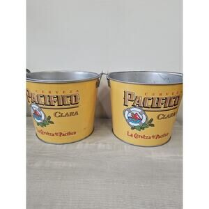 Set Of Pacifico Clara Galvanized Beer Bucket Peanut Bucket Ice Bucket